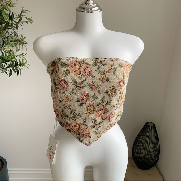 Tops - Floral Tapestry Strapless Corset Top Vintage Bustier NWT
